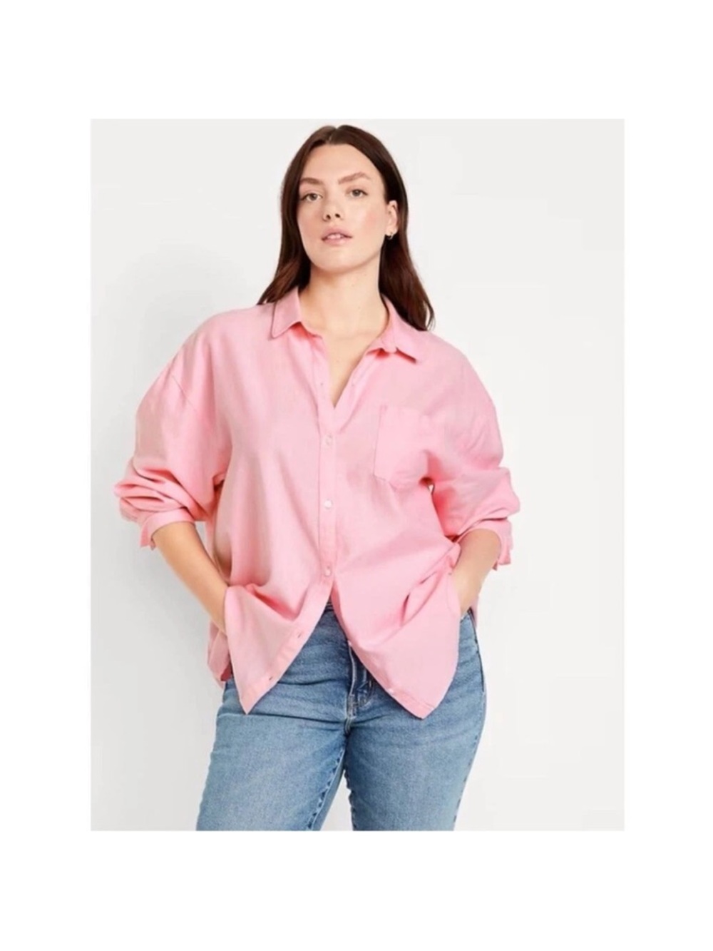 Old Navy Pink Boyfriend Button-Down Shirt